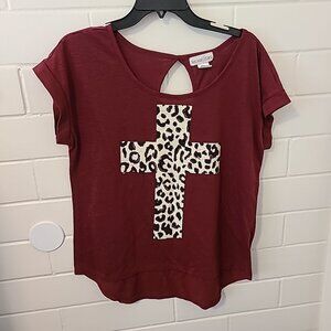 Rocker Girl‎ Maroon Short Sleeve T-Shirt Women's Size XL Pre-Owned Casual Summer